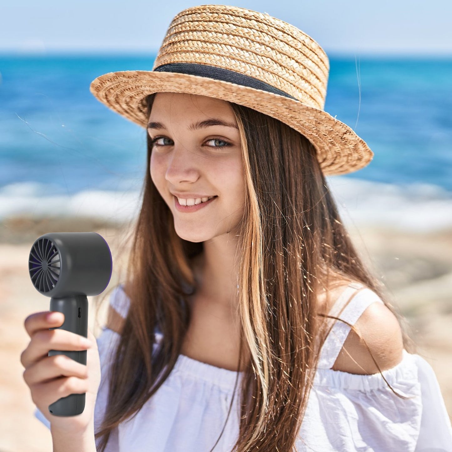 100-Speed Handheld Fan with Instant Cooling